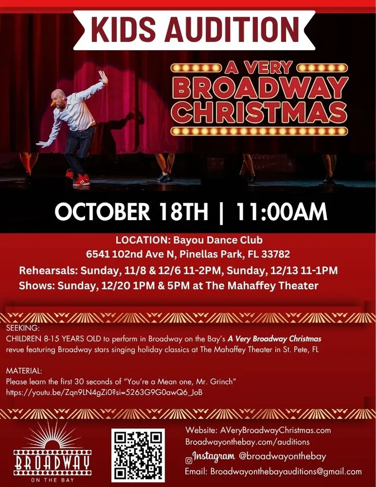 Broadway on the Bay Youth Auditions: A Very Broadway Christmas in Outside Tampa Bay