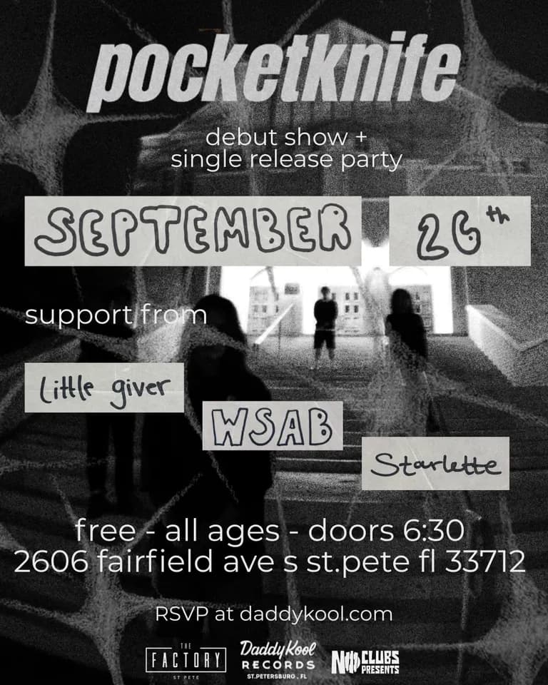 Daddy Kool Records Presents: pocketknife Debut Show + Single Release Party in St. Petersburg