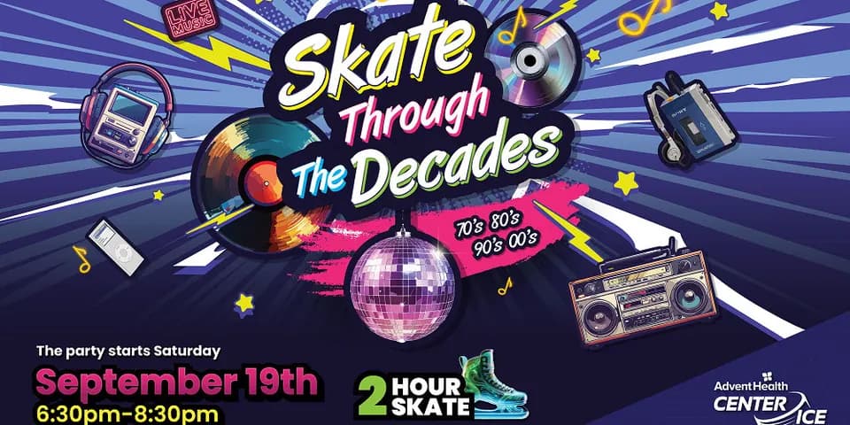 Skate through the Decades (70’s-2000’s) Themed Skate in Outside Tampa Bay