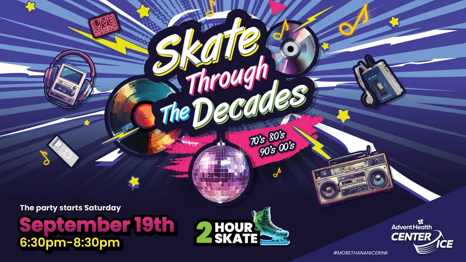SKATE THROUGH THE DECADES (2-Hour Themed Ice Skate) in Outside Tampa Bay